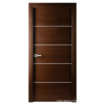 Wood skin pasted coffee color soundproof  entry solid wood door for school